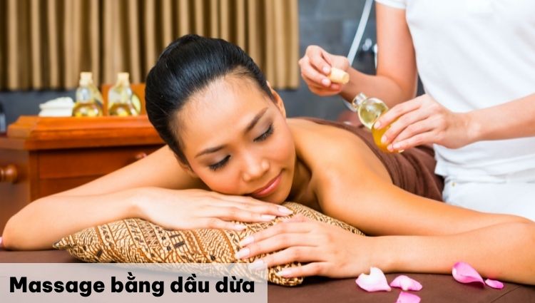 Massage bằng dầu dừa giúp làm nóng và đốt cháy mỡ thừa dưới da