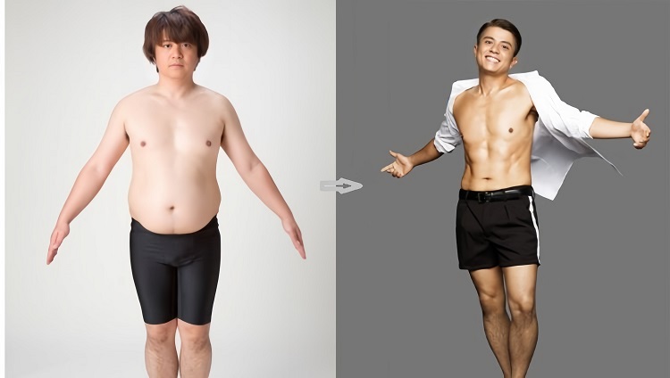 hình ảnh nghệ sỹ Yukinari trước và sau khi giảm cân