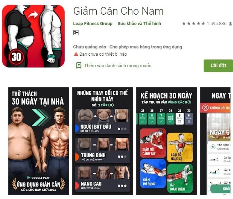 ứng dụng giảm cân dành cho nam giới