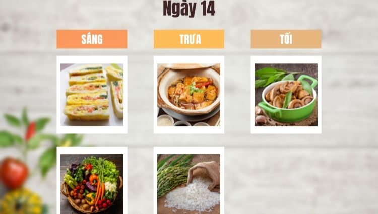 Thực đơn ăn Low-carb giảm cân ngày 14